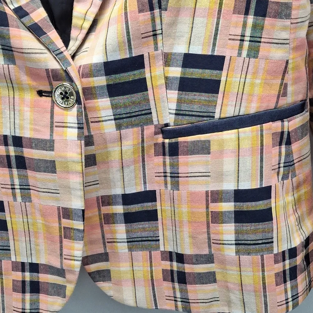Sold! Tommy Hilfiger Mixed Madras Plaid Blazer Jacket Multicolor 12 NWOT - Picture 4 of 13